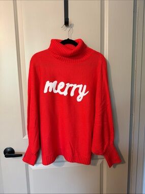 Red 'Merry' Turtleneck Sweater